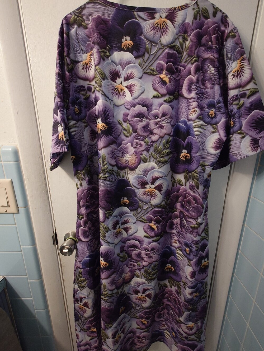 Purple Pansy Floral Square-Neck Midi Dress - Picture 3 of 4